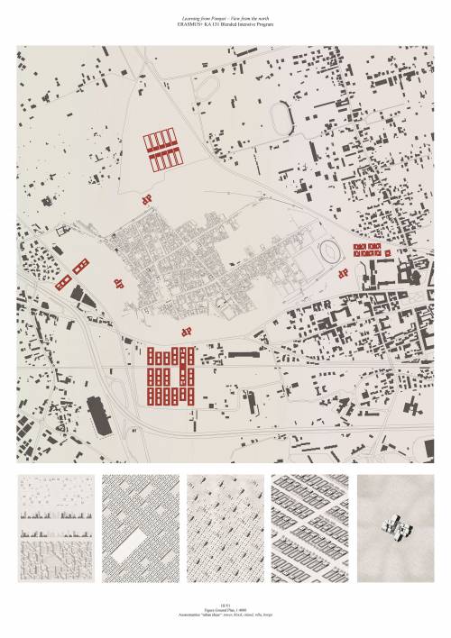 III/VI – Figure Ground Plan, 1:4000 Axonometries “urban ideas“: tower, block, island, villa, borgo