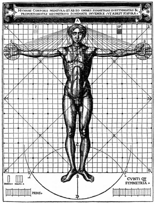 „Cesariano 1521. Die menschliche Figur im Verhältnis zum Quadrat.“, in: Vitruvius Pollio, Marcus: Baukunst Erster Band Bücher I-V, Basel; Boston; Berlin 2001, S. 298.