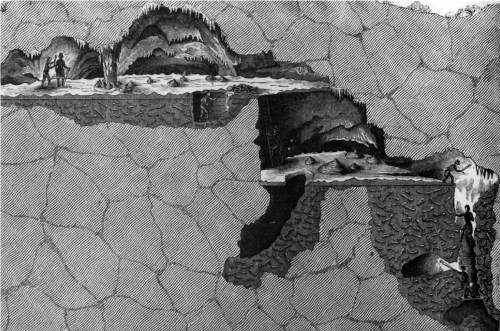 Unterirdische Höhlen und Seen: die Grotten von Galenreuth, Louis Figuier, La Terre avant le Deluge, Paris 1863.