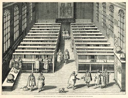 Büchersaal zu Leiden, 1610; Wikimedia Commons