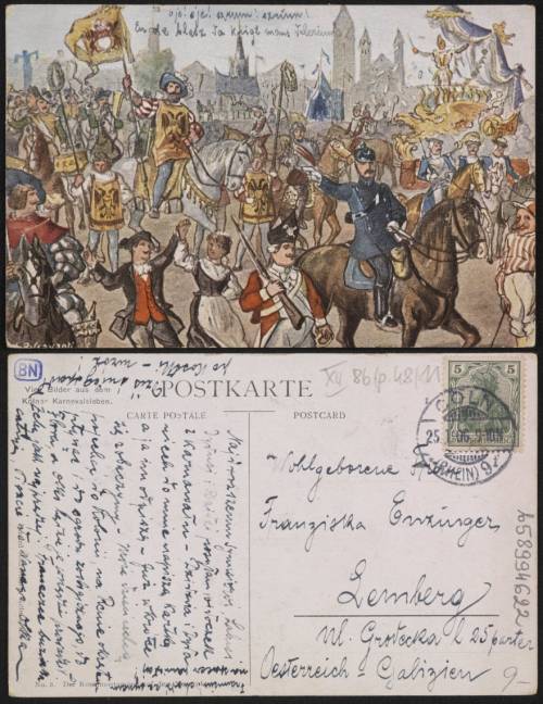 Postkarte Rosenmontagszug Köln 1906