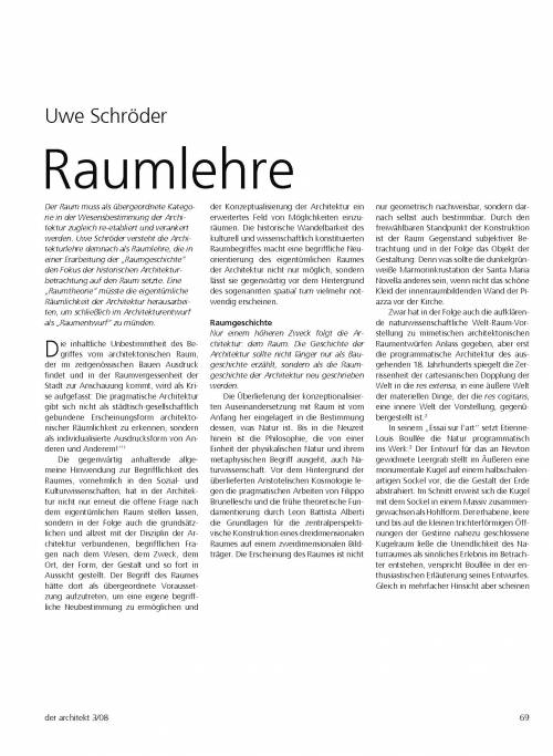 Raumlehre, in: der architekt 3/2008